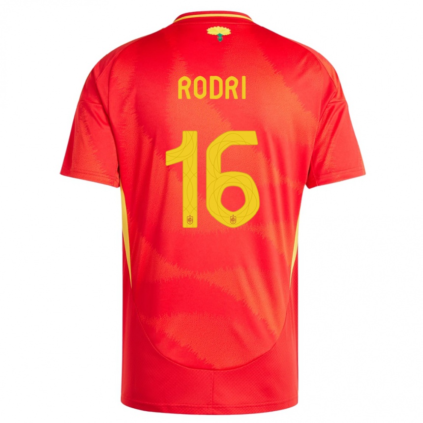 Niño Fútbol Camiseta España Rodri #16 Rojo 1ª Equipación 24-26 Argentina