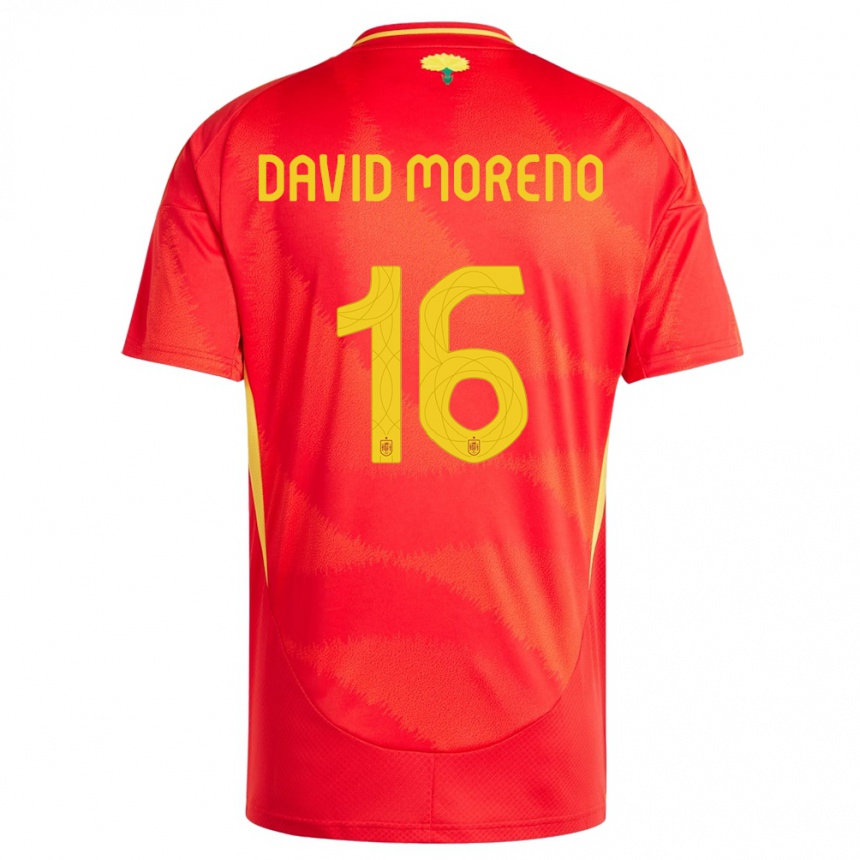 Niño Fútbol Camiseta España Antonio David Moreno #16 Rojo 1ª Equipación 24-26 Argentina