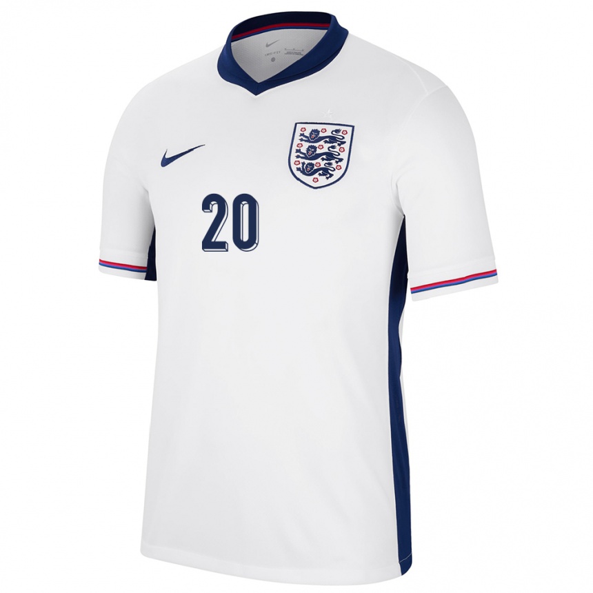 Niño Fútbol Camiseta Inglaterra Jarrod Bowen #20 Blanco 1ª Equipación 24-26 Argentina