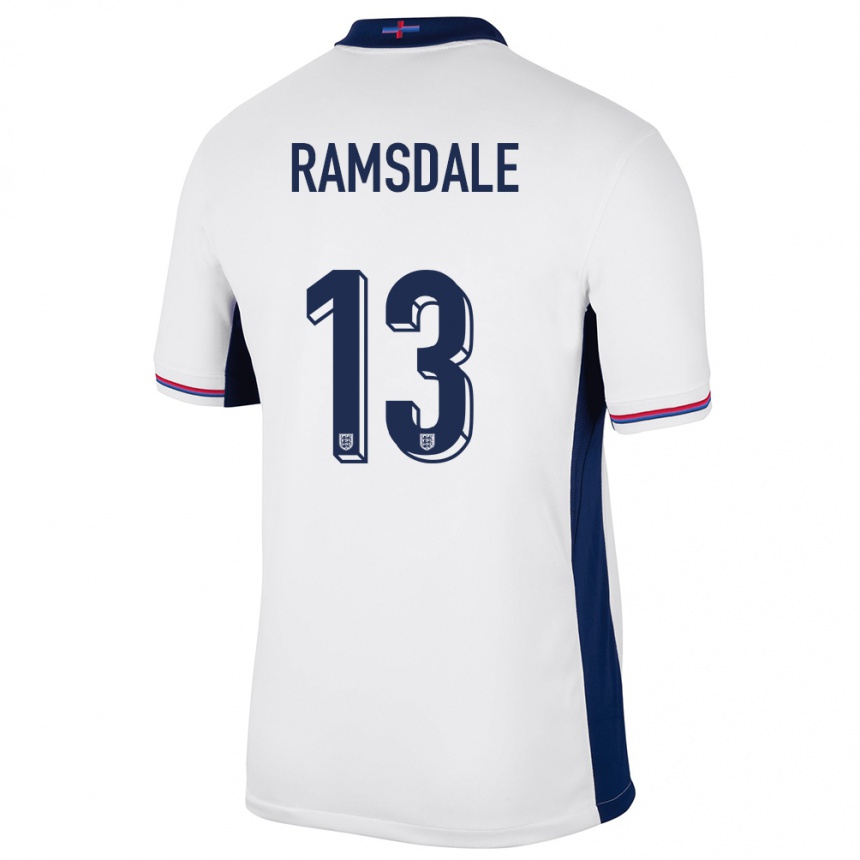 Niño Fútbol Camiseta Inglaterra Aaron Ramsdale #13 Blanco 1ª Equipación 24-26 Argentina