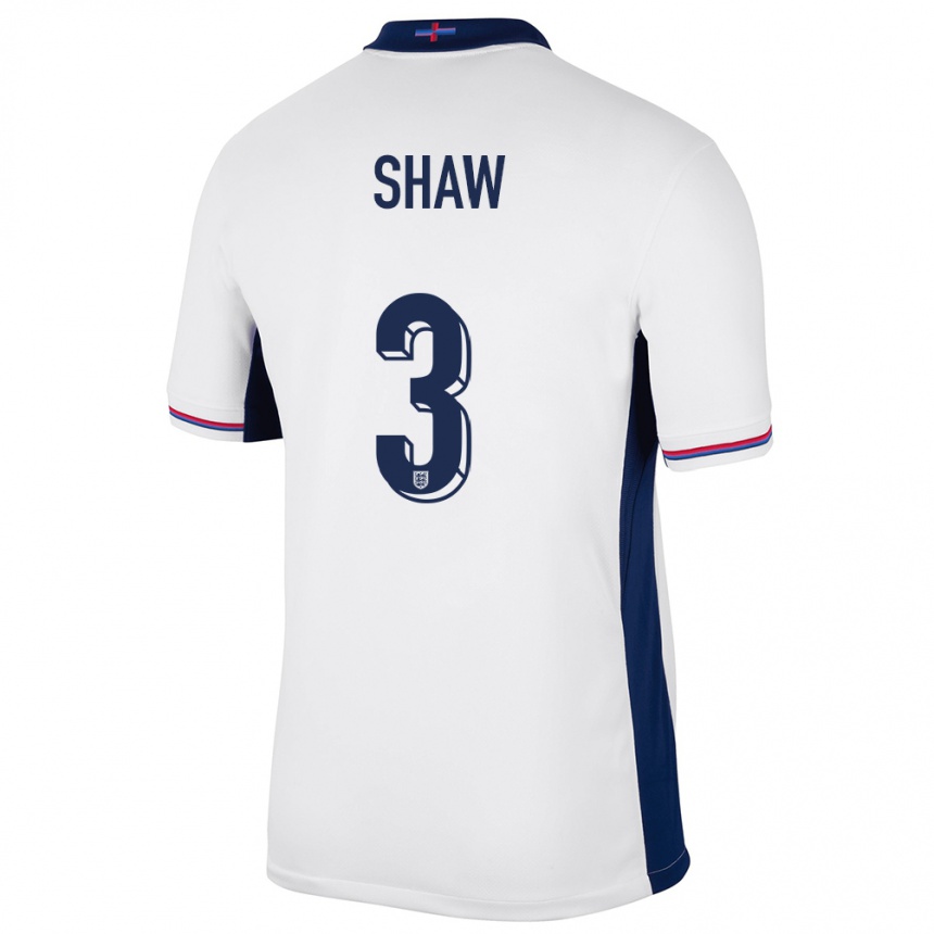 Niño Fútbol Camiseta Inglaterra Luke Shaw #3 Blanco 1ª Equipación 24-26 Argentina