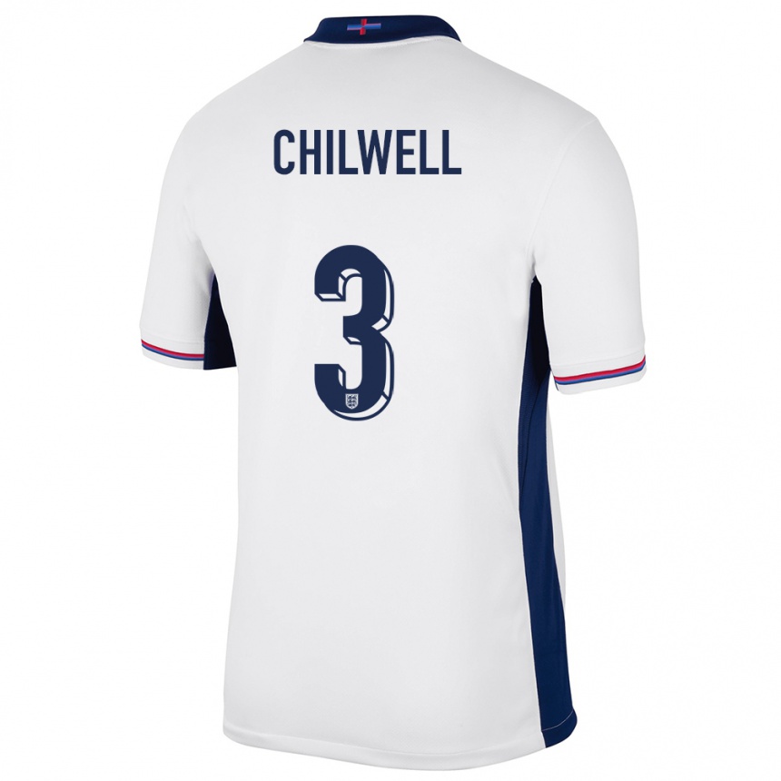 Niño Fútbol Camiseta Inglaterra Ben Chilwell #3 Blanco 1ª Equipación 24-26 Argentina