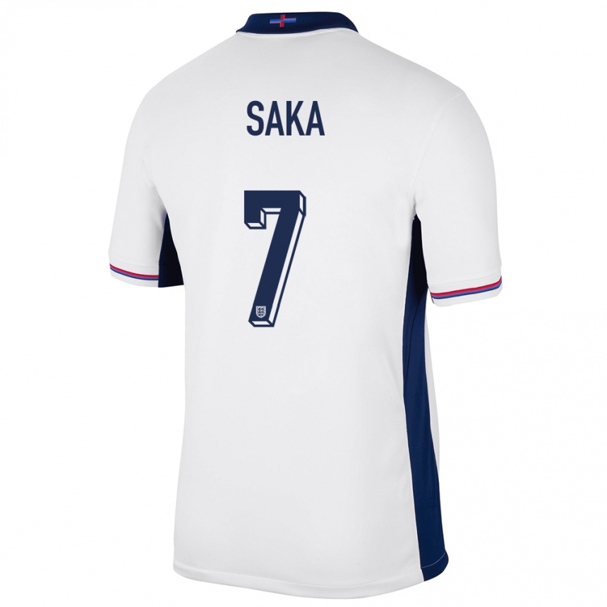 Niño Fútbol Camiseta Inglaterra Bukayo Saka #7 Blanco 1ª Equipación 24-26 Argentina