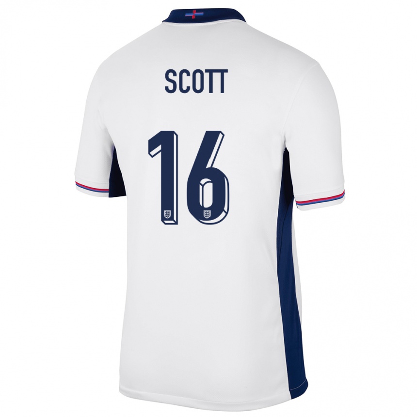 Niño Fútbol Camiseta Inglaterra Jill Scott #16 Blanco 1ª Equipación 24-26 Argentina