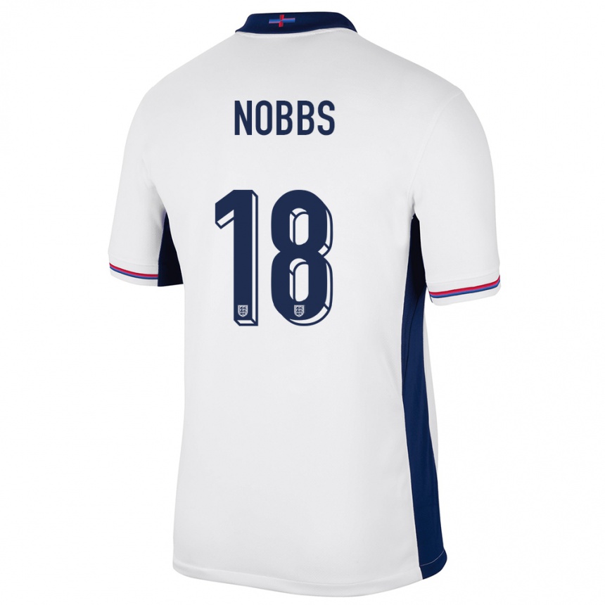 Niño Fútbol Camiseta Inglaterra Jordan Nobbs #18 Blanco 1ª Equipación 24-26 Argentina