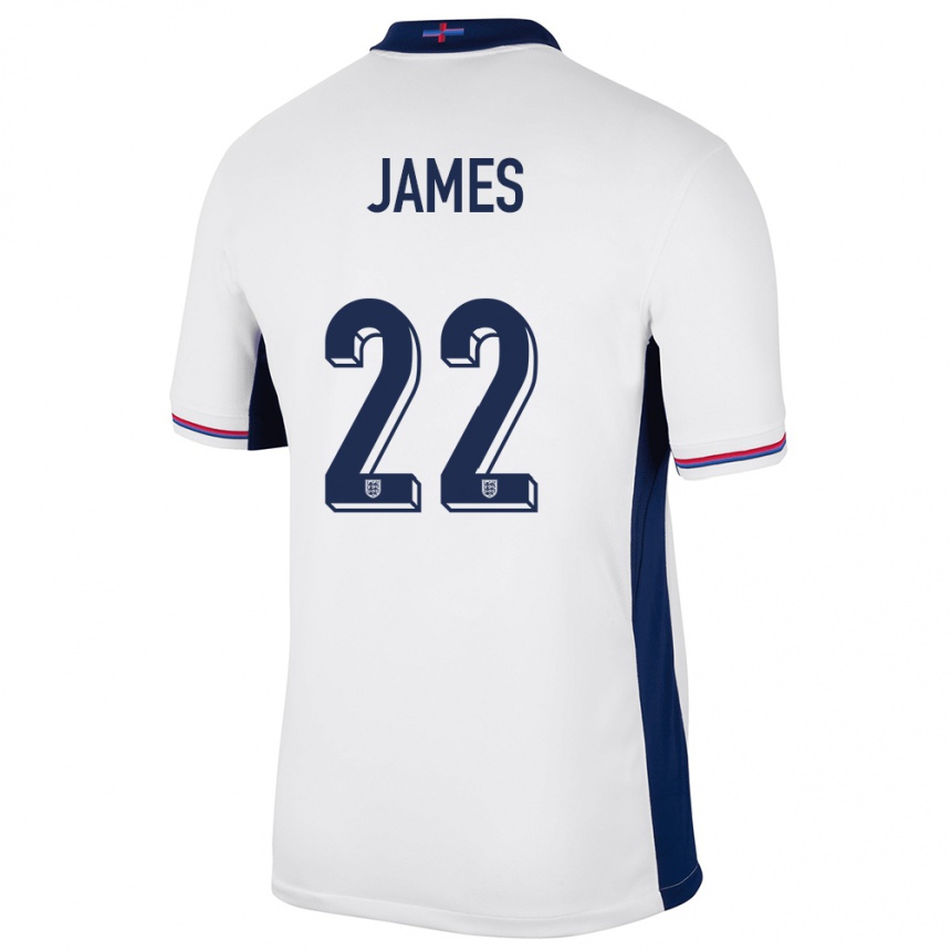 Niño Fútbol Camiseta Inglaterra Lauren James #22 Blanco 1ª Equipación 24-26 Argentina