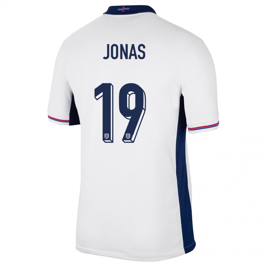 Niño Fútbol Camiseta Inglaterra Lee Jonas #19 Blanco 1ª Equipación 24-26 Argentina