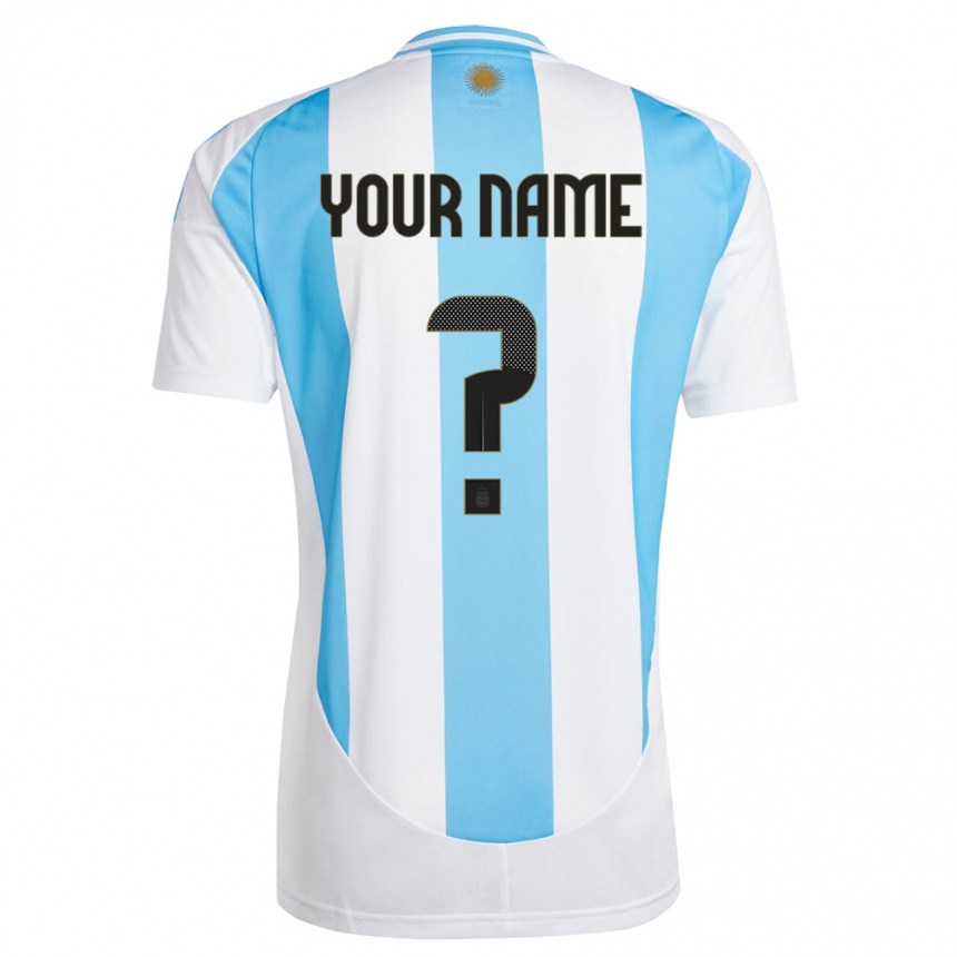 Niño Fútbol Camiseta Argentina Su Nombre #0 Blanco Azul 1ª Equipación 24-26 Argentina