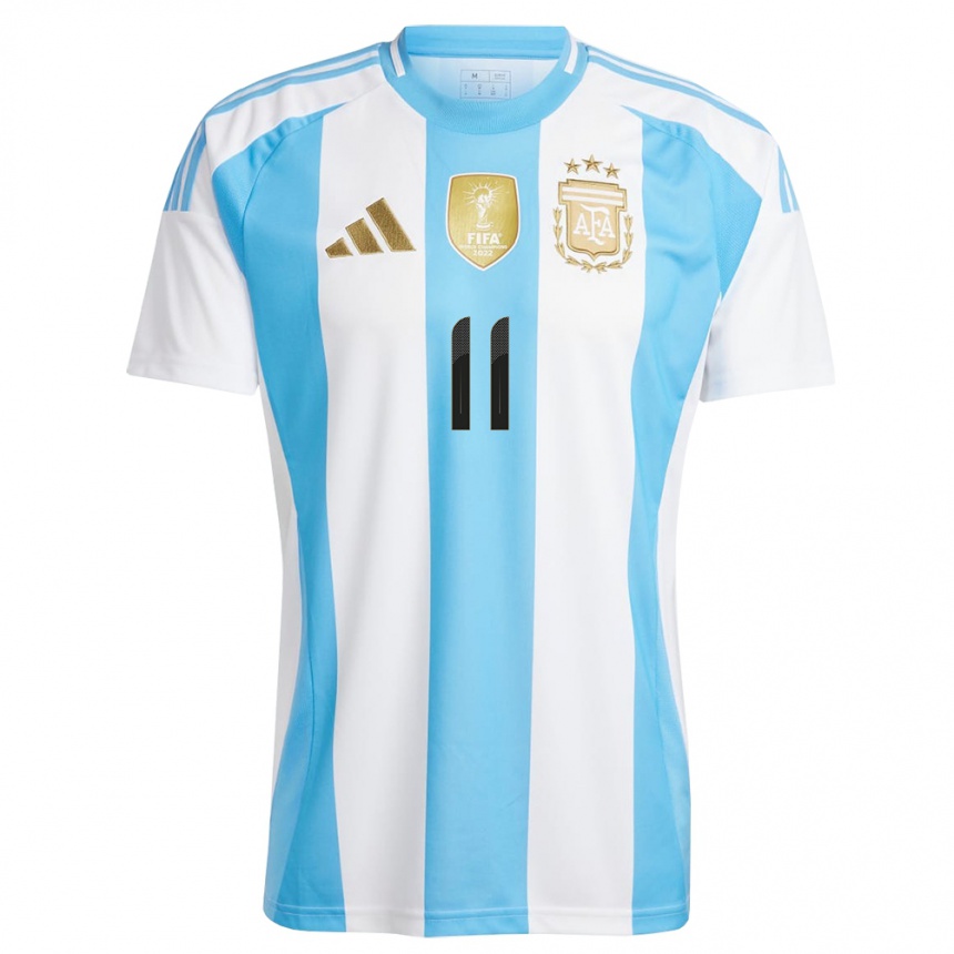 Niño Fútbol Camiseta Argentina Angel Di Maria #11 Blanco Azul 1ª Equipación 24-26 Argentina