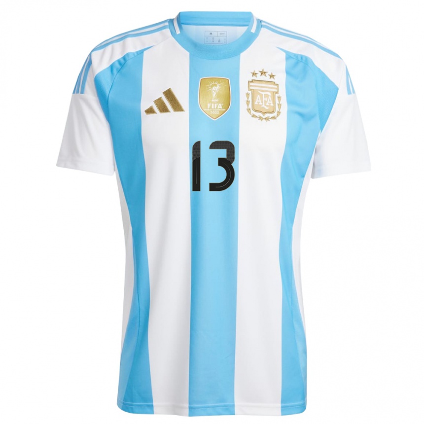 Niño Fútbol Camiseta Argentina Nahuel Genez #13 Blanco Azul 1ª Equipación 24-26 Argentina