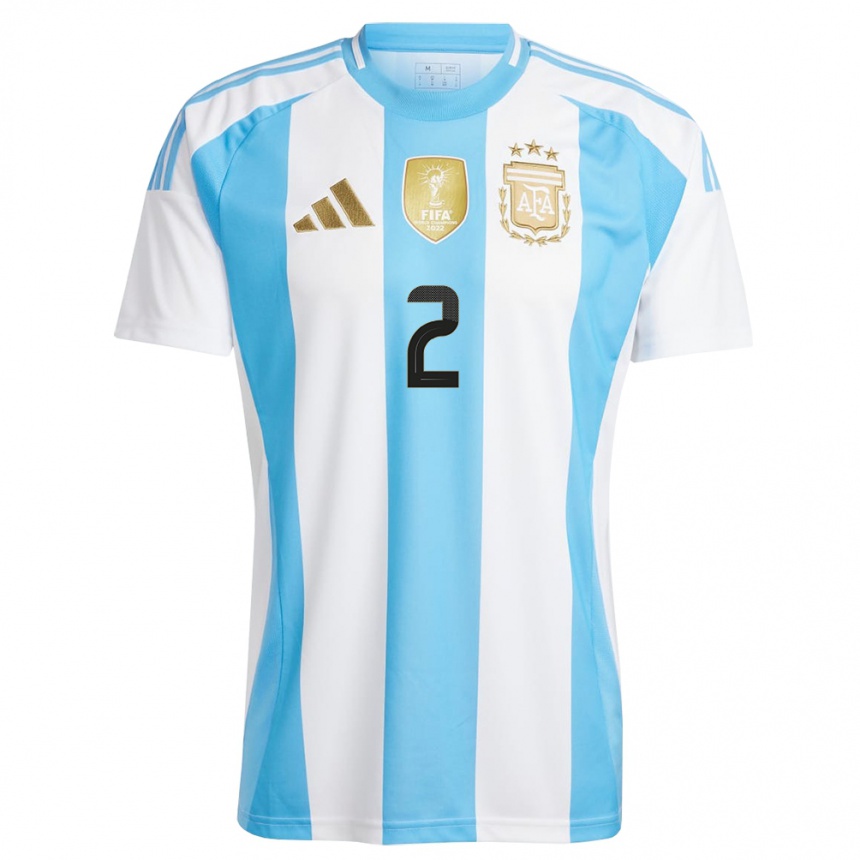 Niño Fútbol Camiseta Argentina Lautaro Di Lollo #2 Blanco Azul 1ª Equipación 24-26 Argentina