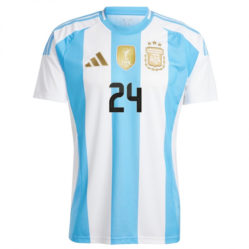 Niño Fútbol Camiseta Argentina Enzo Fernandez #24 Blanco Azul 1ª Equipación 24-26 Argentina