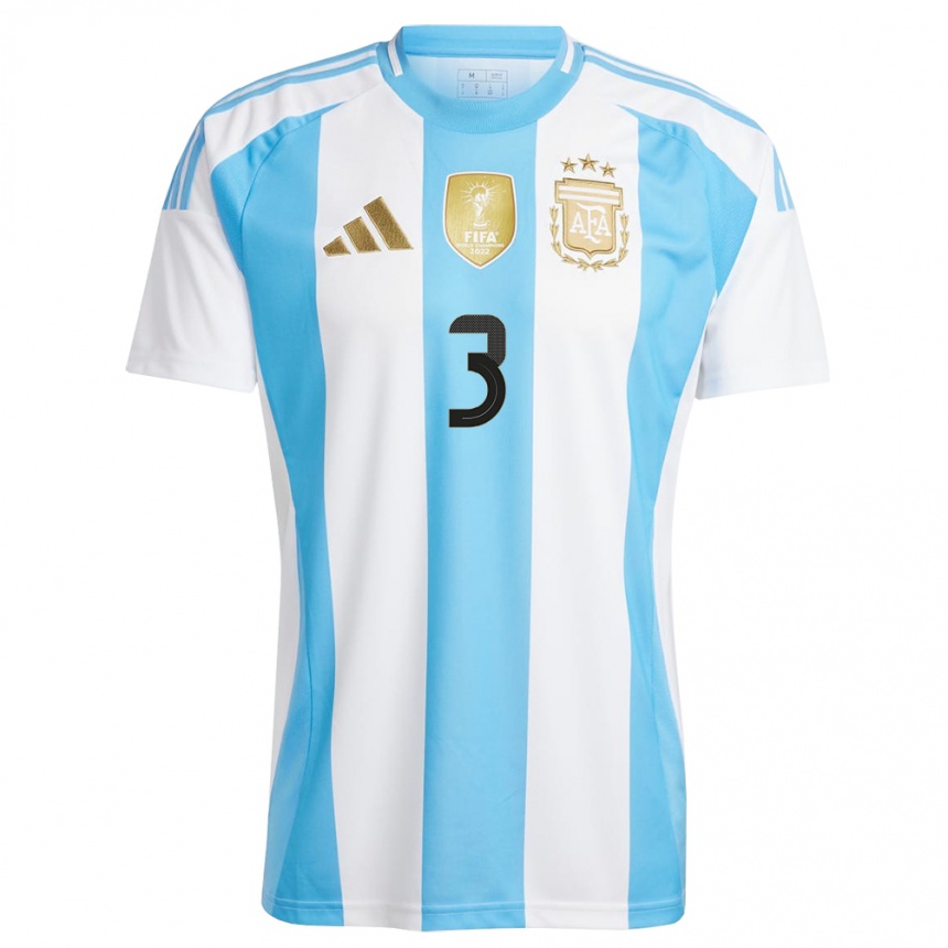 Niño Fútbol Camiseta Argentina Nicolas Tagliafico #3 Blanco Azul 1ª Equipación 24-26 Argentina