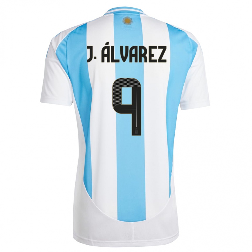 Niño Fútbol Camiseta Argentina Julian Alvarez #9 Blanco Azul 1ª Equipación 24-26 Argentina