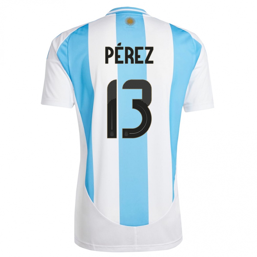 Niño Fútbol Camiseta Argentina Nehuen Perez #13 Blanco Azul 1ª Equipación 24-26 Argentina