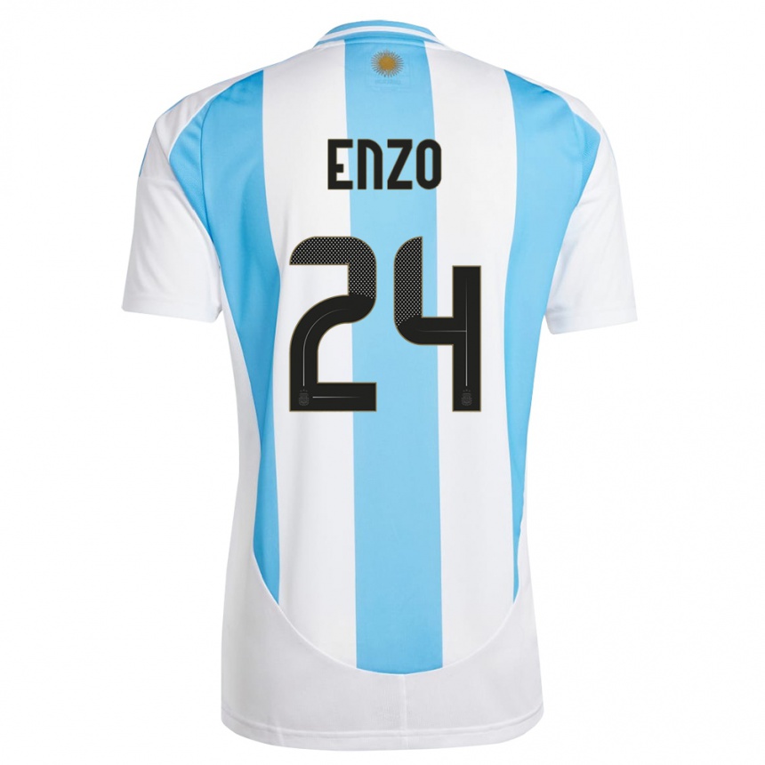 Niño Fútbol Camiseta Argentina Enzo Fernandez #24 Blanco Azul 1ª Equipación 24-26 Argentina