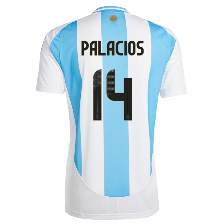 Niño Fútbol Camiseta Argentina Exequiel Palacios #14 Blanco Azul 1ª Equipación 24-26 Argentina