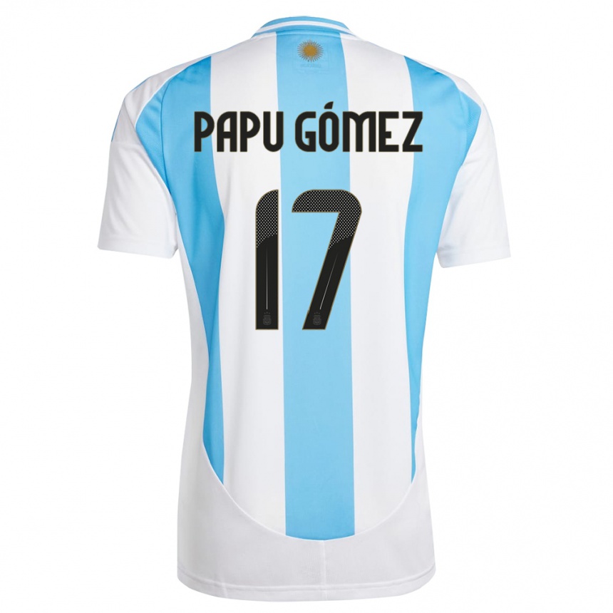 Niño Fútbol Camiseta Argentina Papu Gomez #17 Blanco Azul 1ª Equipación 24-26 Argentina