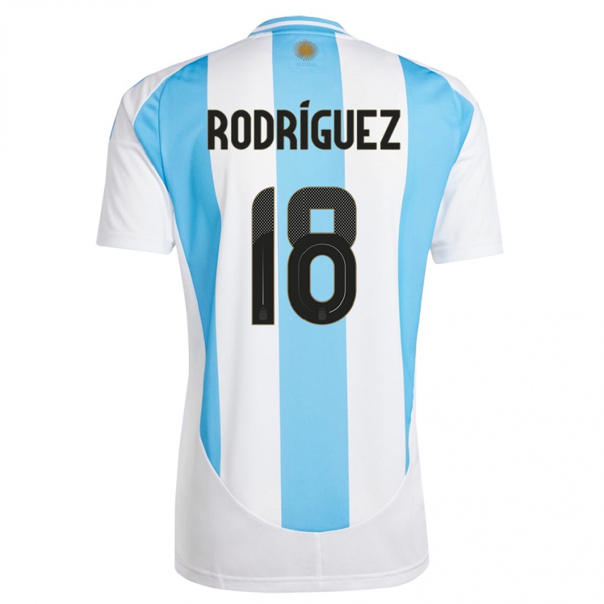 Niño Fútbol Camiseta Argentina Guido Rodriguez #18 Blanco Azul 1ª Equipación 24-26 Argentina