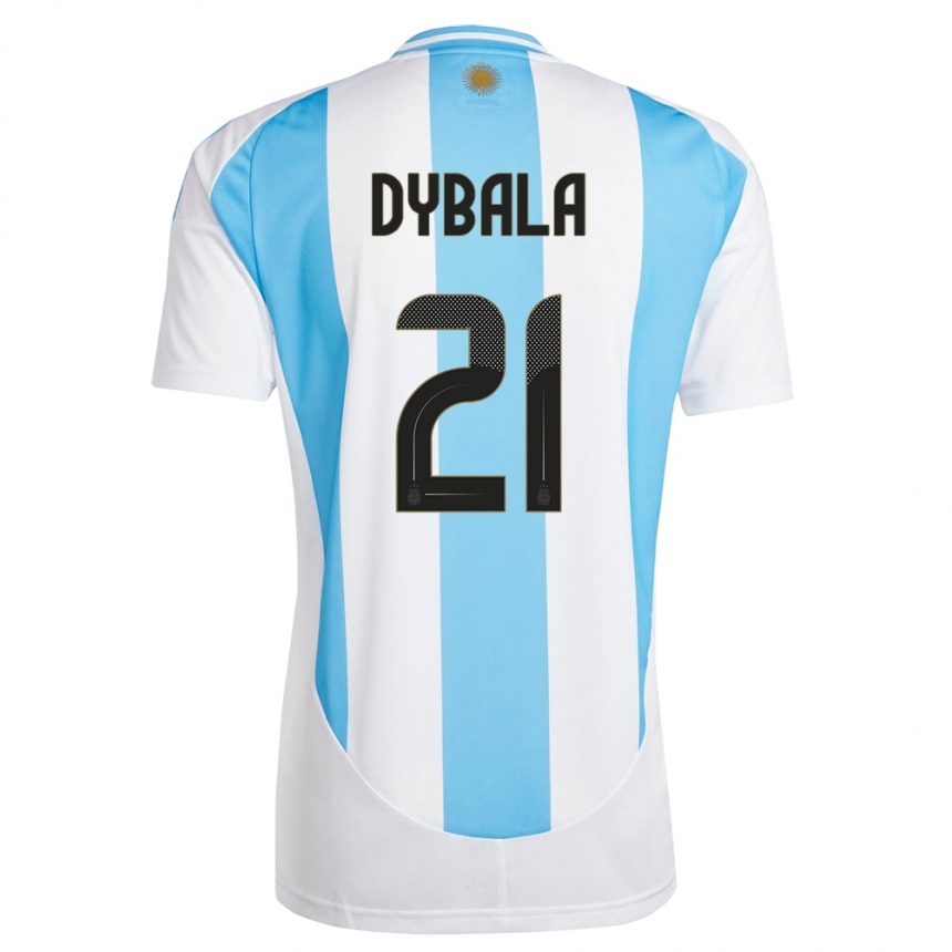 Niño Fútbol Camiseta Argentina Paulo Dybala #21 Blanco Azul 1ª Equipación 24-26 Argentina