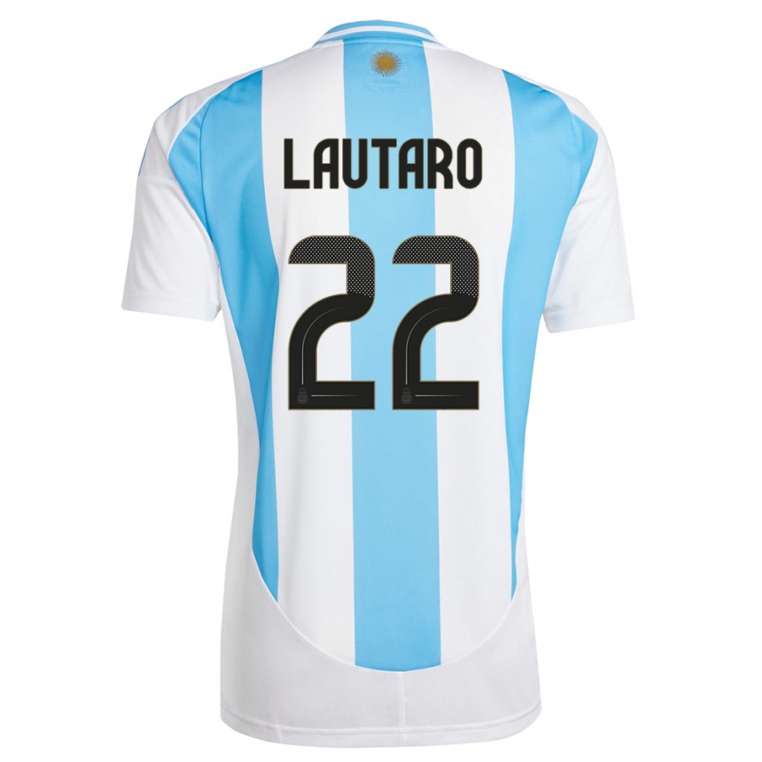 Niño Fútbol Camiseta Argentina Lautaro Martinez #22 Blanco Azul 1ª Equipación 24-26 Argentina