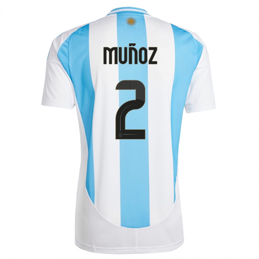 Niño Fútbol Camiseta Argentina Luana Munoz #2 Blanco Azul 1ª Equipación 24-26 Argentina