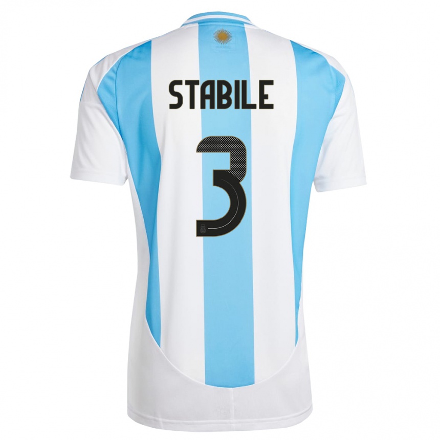 Niño Fútbol Camiseta Argentina Eliana Stabile #3 Blanco Azul 1ª Equipación 24-26 Argentina