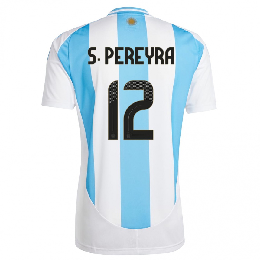 Niño Fútbol Camiseta Argentina Solana Pereyra #12 Blanco Azul 1ª Equipación 24-26 Argentina