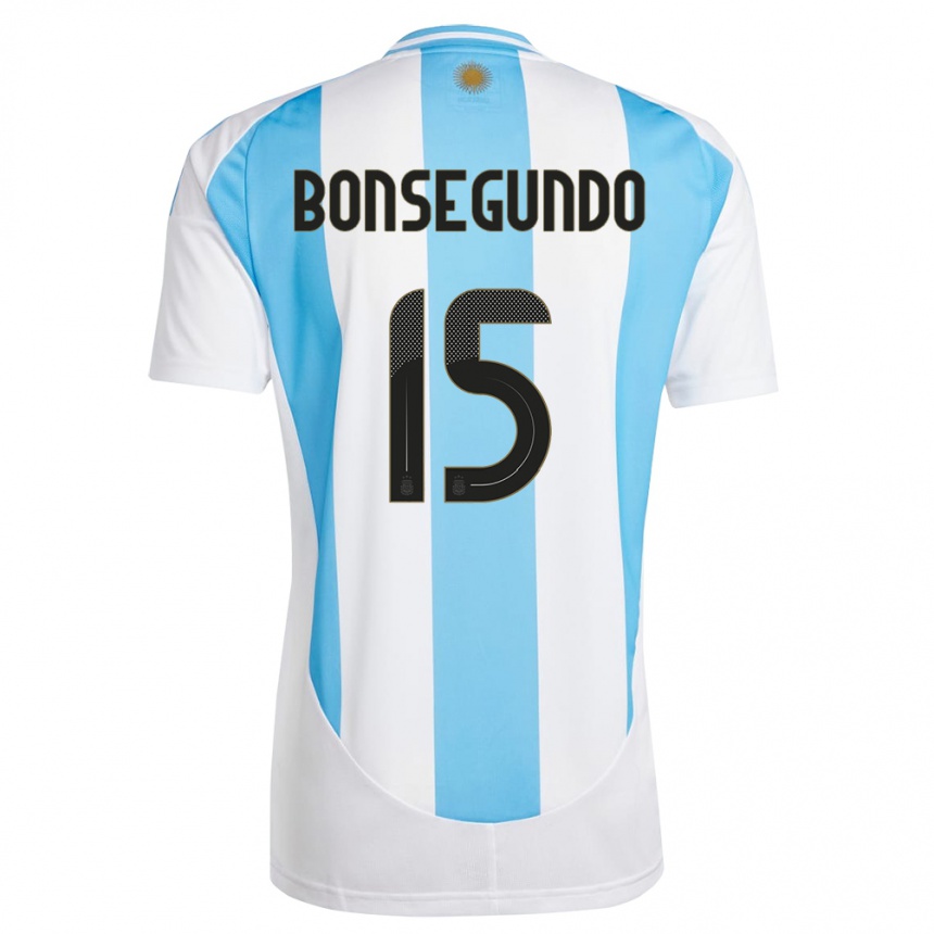 Niño Fútbol Camiseta Argentina Florencia Bonsegundo #15 Blanco Azul 1ª Equipación 24-26 Argentina