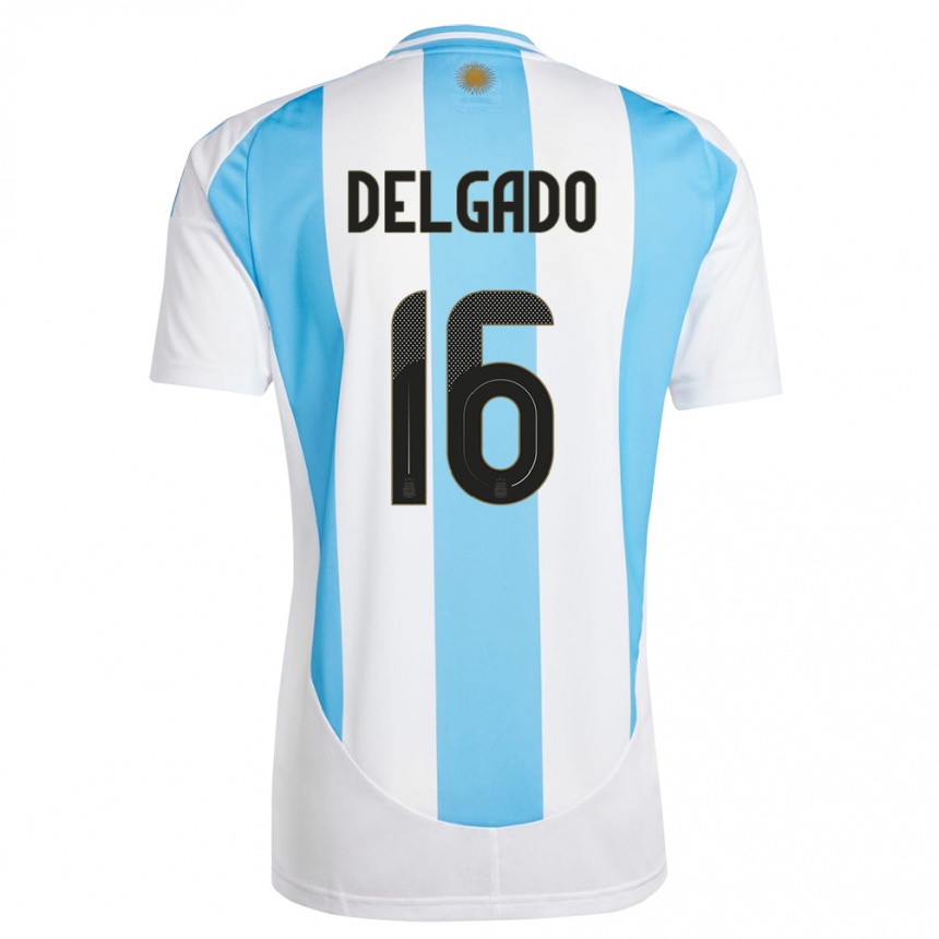 Niño Fútbol Camiseta Argentina Marina Delgado #16 Blanco Azul 1ª Equipación 24-26 Argentina