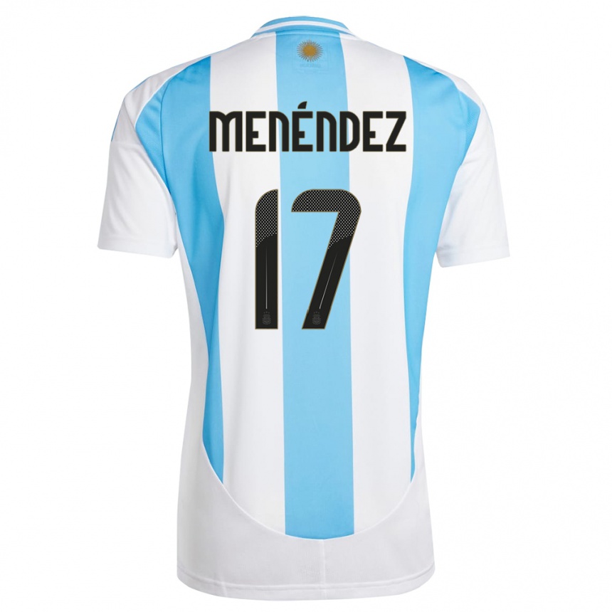 Niño Fútbol Camiseta Argentina Milagros Menendez #17 Blanco Azul 1ª Equipación 24-26 Argentina