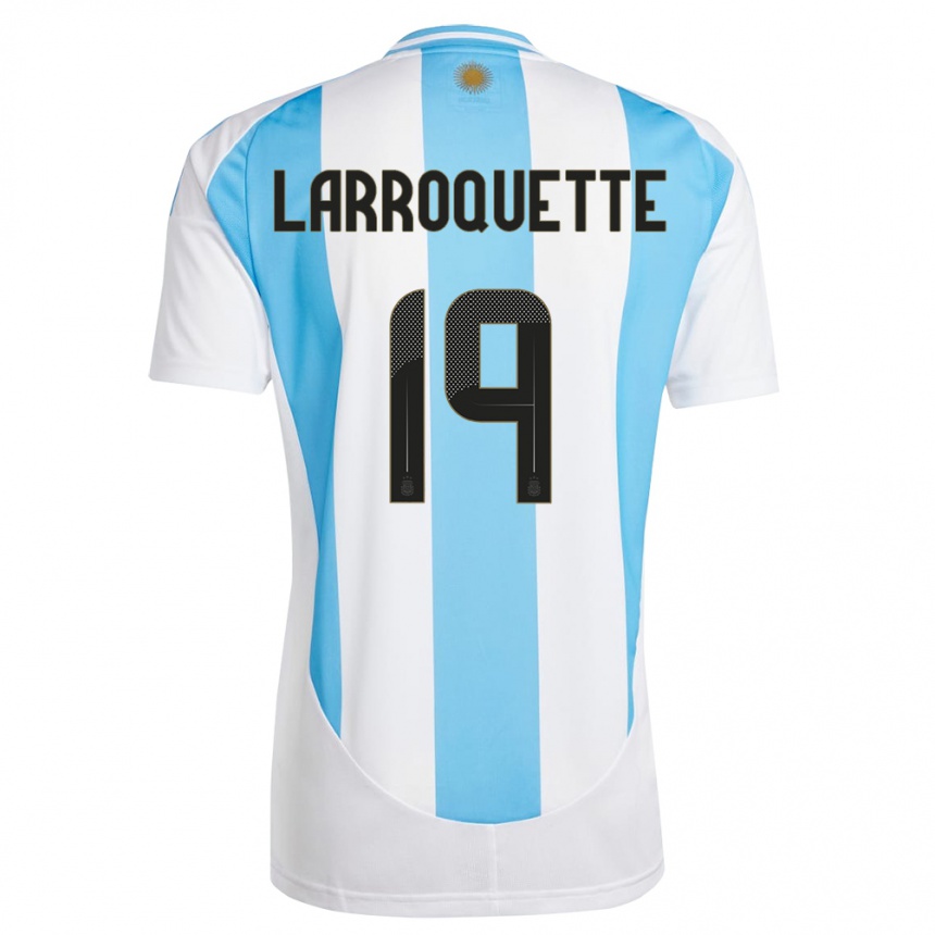 Niño Fútbol Camiseta Argentina Mariana Larroquette #19 Blanco Azul 1ª Equipación 24-26 Argentina