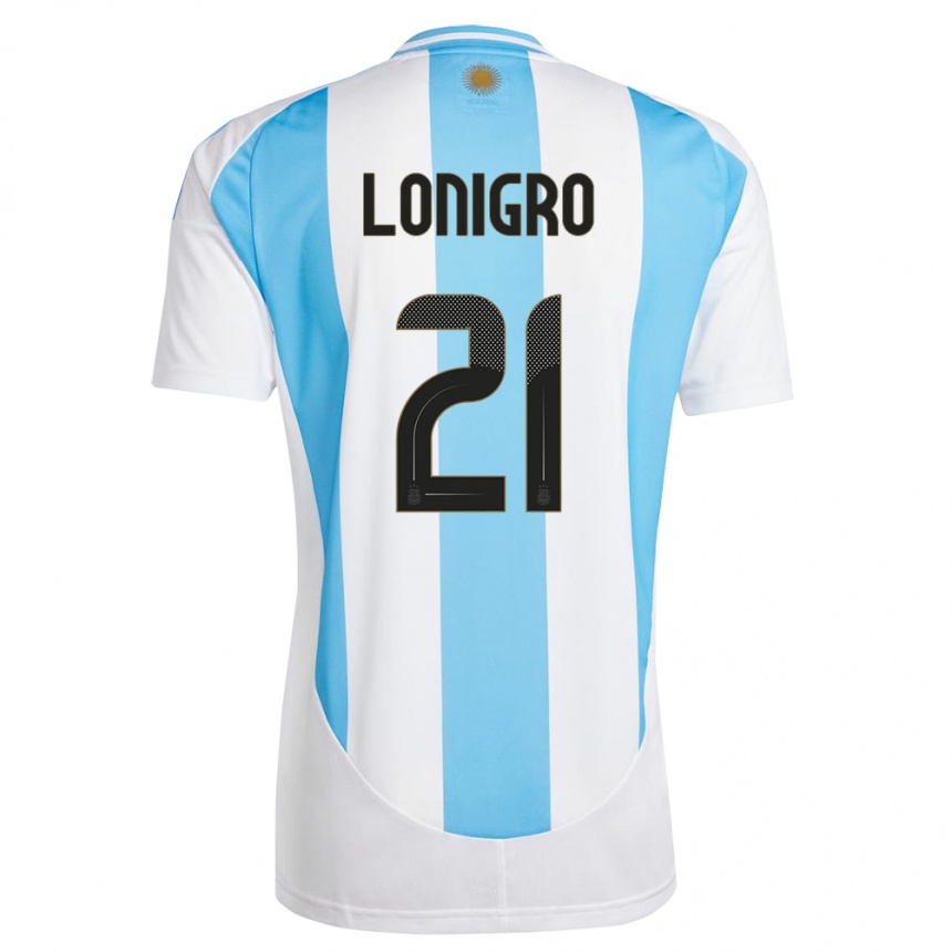 Niño Fútbol Camiseta Argentina Erica Lonigro #21 Blanco Azul 1ª Equipación 24-26 Argentina