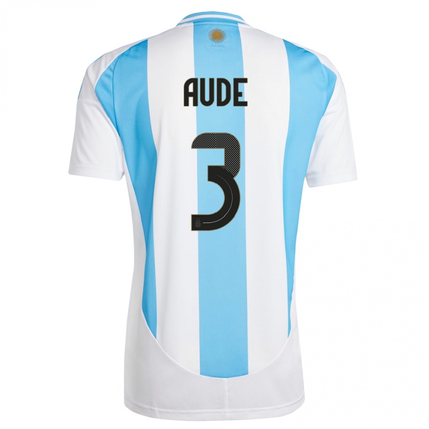 Niño Fútbol Camiseta Argentina Julian Aude #3 Blanco Azul 1ª Equipación 24-26 Argentina