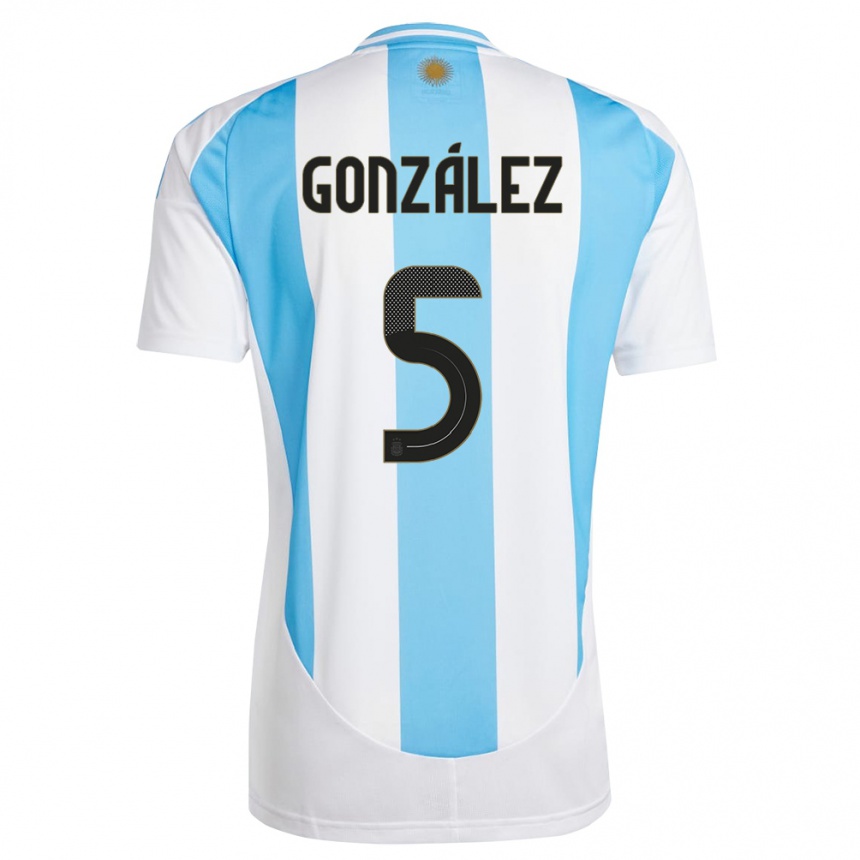 Niño Fútbol Camiseta Argentina Maximiliano Gonzalez #5 Blanco Azul 1ª Equipación 24-26 Argentina