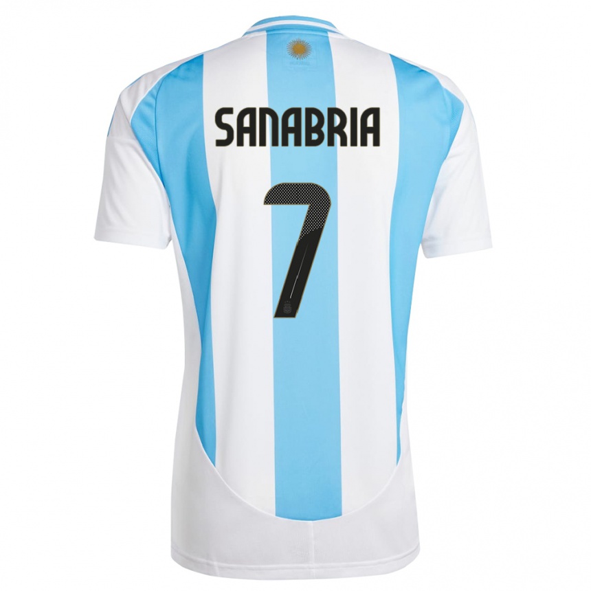 Niño Fútbol Camiseta Argentina Mateo Sanabria #7 Blanco Azul 1ª Equipación 24-26 Argentina