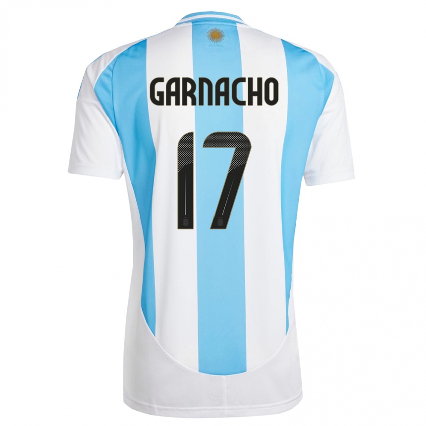 Niño Fútbol Camiseta Argentina Alejandro Garnacho #17 Blanco Azul 1ª Equipación 24-26 Argentina