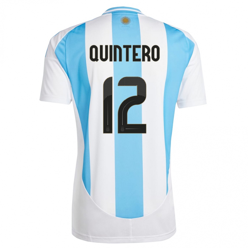 Niño Fútbol Camiseta Argentina Valentino Quintero #12 Blanco Azul 1ª Equipación 24-26 Argentina