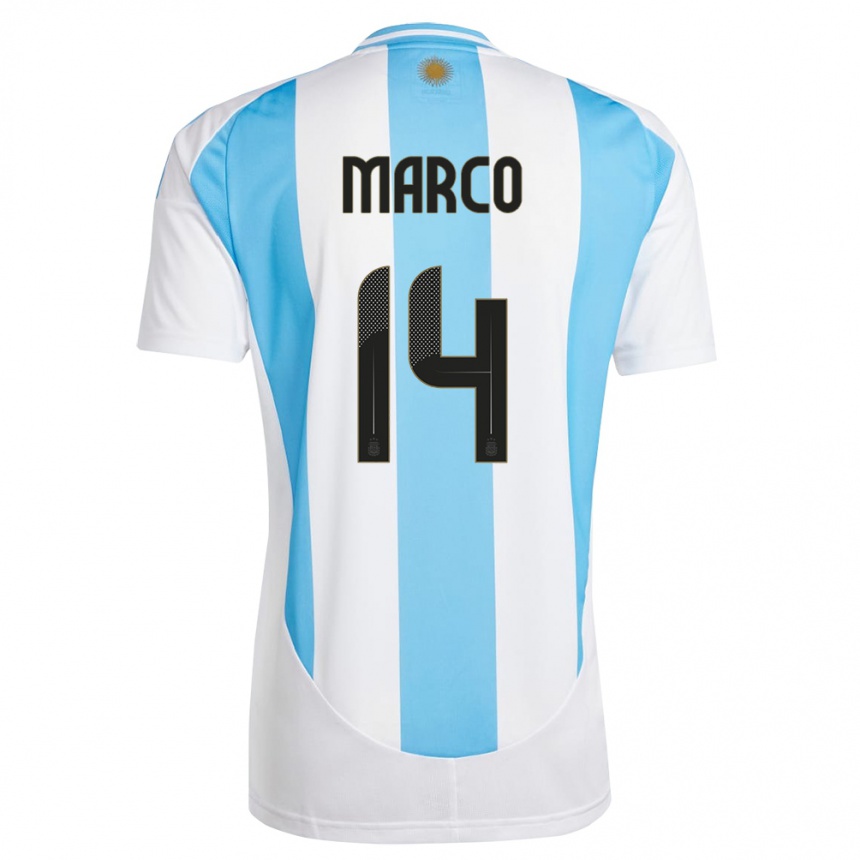 Niño Fútbol Camiseta Argentina Francisco Marco #14 Blanco Azul 1ª Equipación 24-26 Argentina