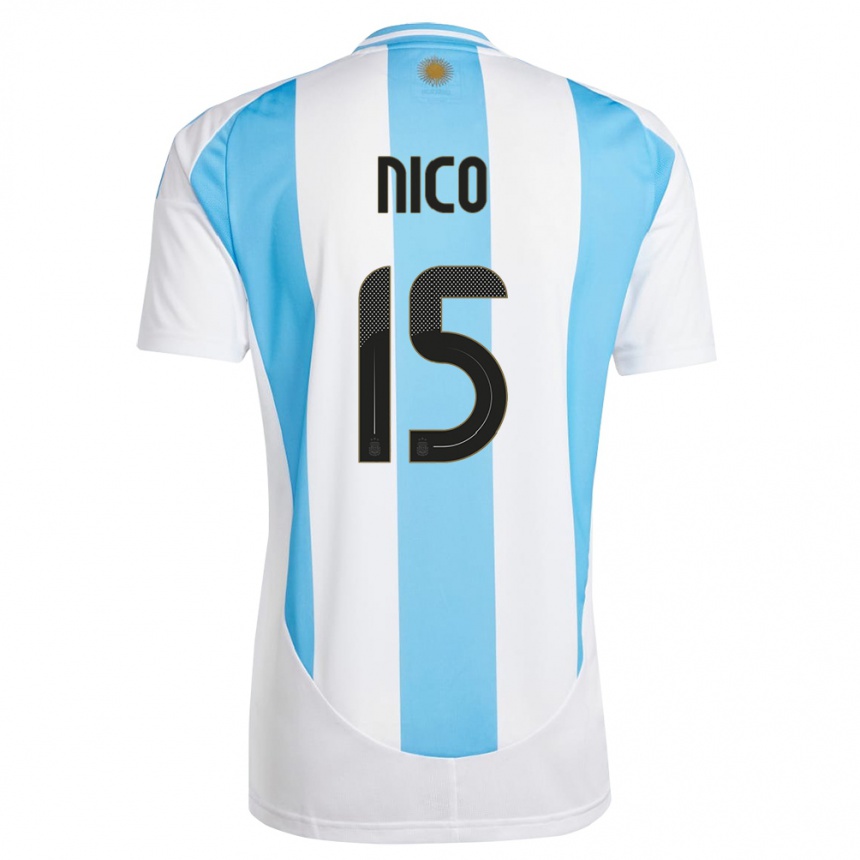 Niño Fútbol Camiseta Argentina Nico #15 Blanco Azul 1ª Equipación 24-26 Argentina