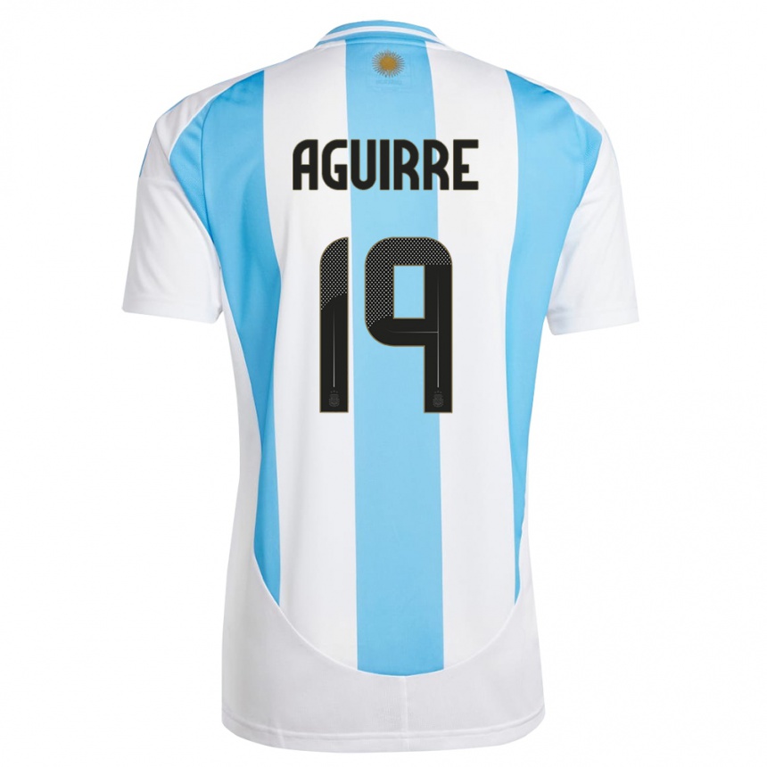 Niño Fútbol Camiseta Argentina Brian Aguirre #19 Blanco Azul 1ª Equipación 24-26 Argentina