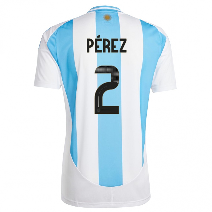 Niño Fútbol Camiseta Argentina Nehuen Perez #2 Blanco Azul 1ª Equipación 24-26 Argentina