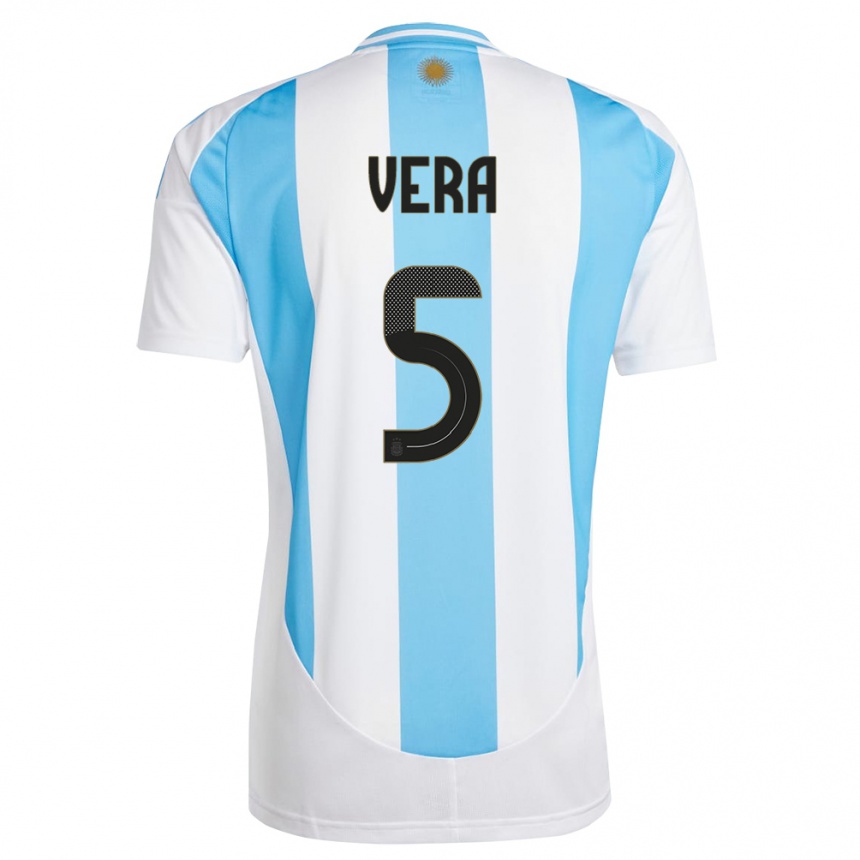 Niño Fútbol Camiseta Argentina Fausto Vera #5 Blanco Azul 1ª Equipación 24-26 Argentina