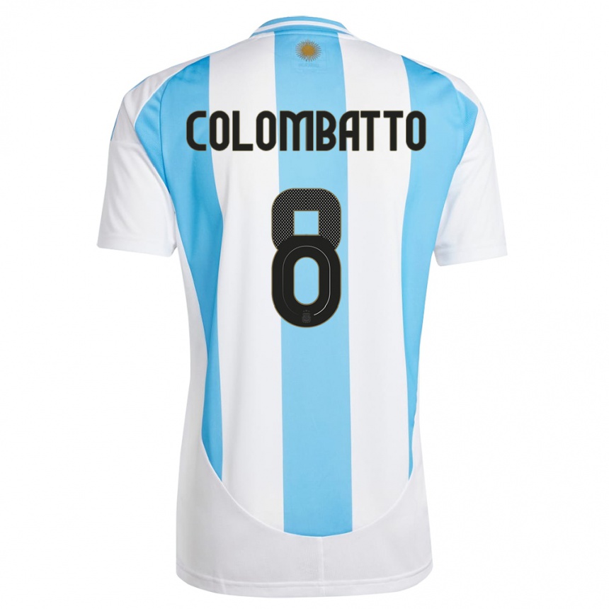 Niño Fútbol Camiseta Argentina Santiago Colombatto #8 Blanco Azul 1ª Equipación 24-26 Argentina