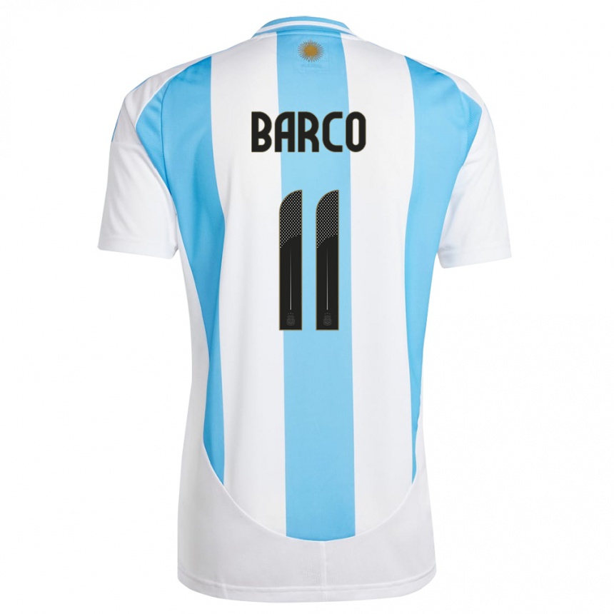 Niño Fútbol Camiseta Argentina Ezequiel Barco #11 Blanco Azul 1ª Equipación 24-26 Argentina