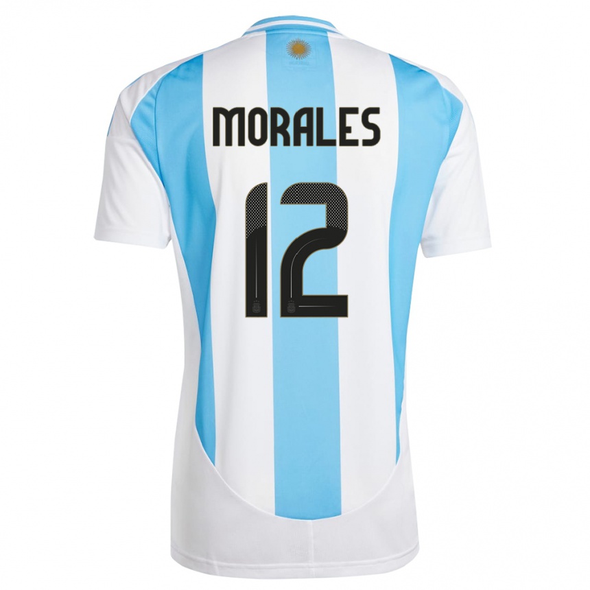 Niño Fútbol Camiseta Argentina Lautaro Morales #12 Blanco Azul 1ª Equipación 24-26 Argentina