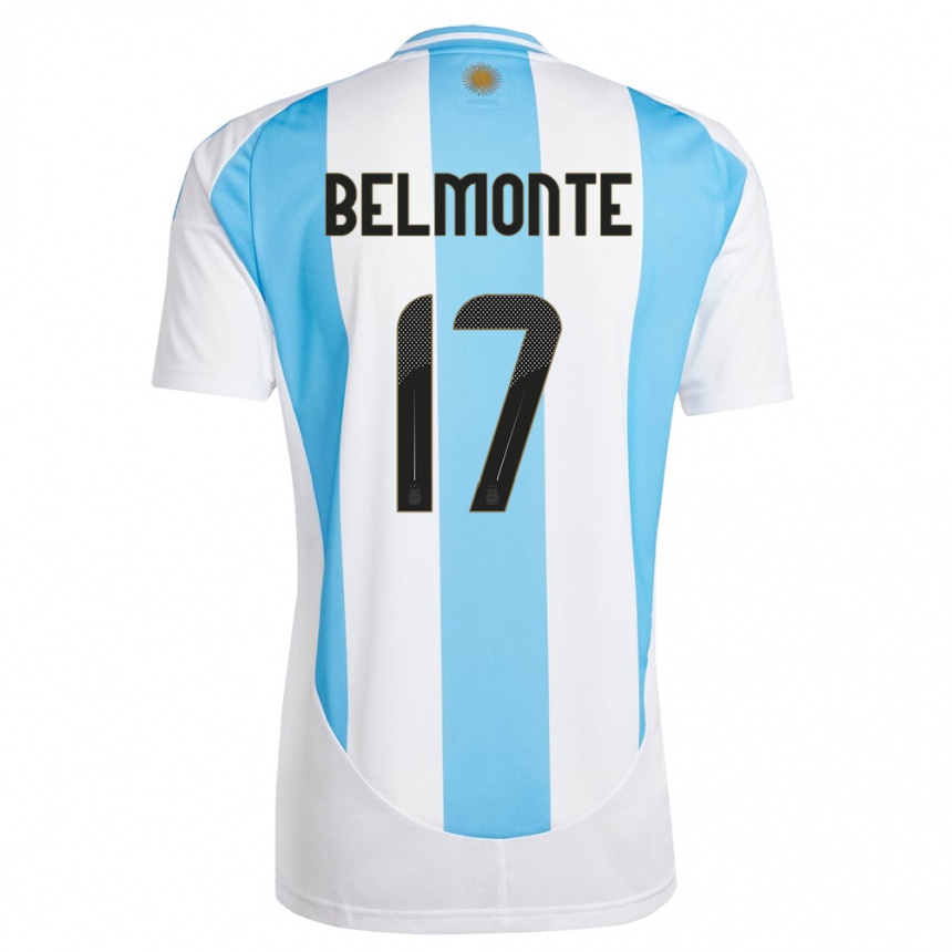 Niño Fútbol Camiseta Argentina Tomas Belmonte #17 Blanco Azul 1ª Equipación 24-26 Argentina