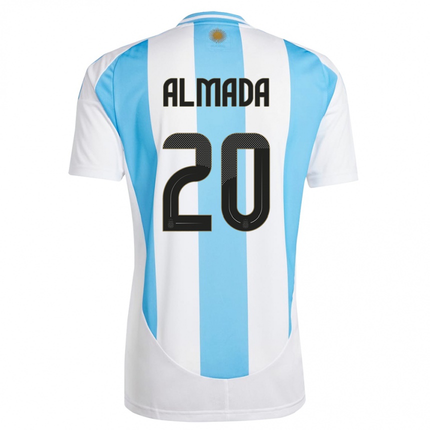 Niño Fútbol Camiseta Argentina Thiago Almada #20 Blanco Azul 1ª Equipación 24-26 Argentina