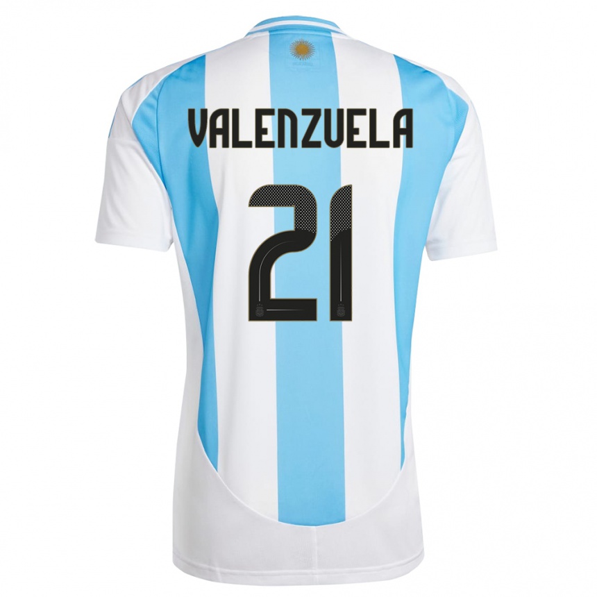 Niño Fútbol Camiseta Argentina Fernando Valenzuela #21 Blanco Azul 1ª Equipación 24-26 Argentina