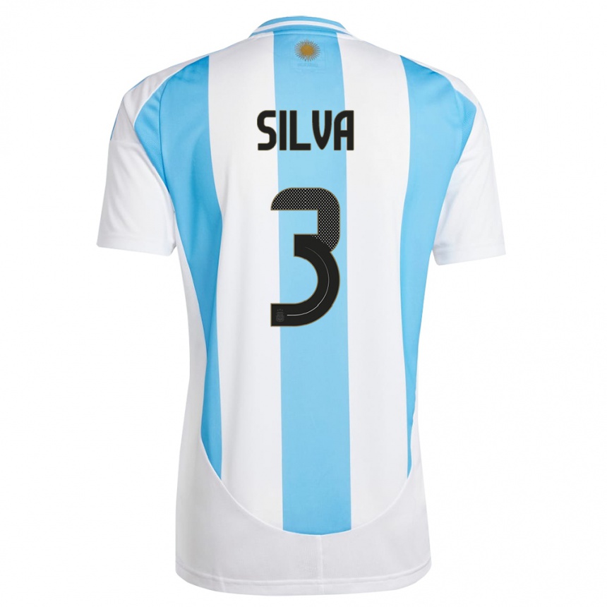 Niño Fútbol Camiseta Argentina Tomas Silva #3 Blanco Azul 1ª Equipación 24-26 Argentina